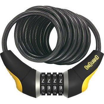 OnGuard Doberman Combo Cable Lock: 6' x 10mm, Gray/Black/Yellow