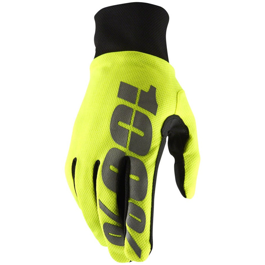100% Hydromatic Gloves - Neon Yellow, Full Finger, Men's