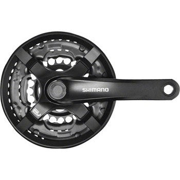 Shimano Tourney FC-TY501 Crankset - 170mm, 6/7/8-Speed, 48/38/28t, Riveted, Square Taper JIS Spindle Interface, Black