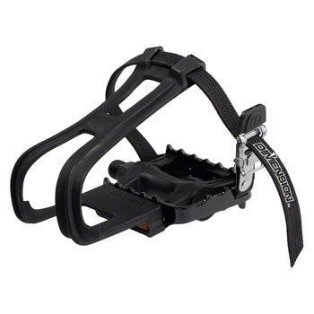 Pedals/Toe Clip Combo - Plastic, 9/16", Black