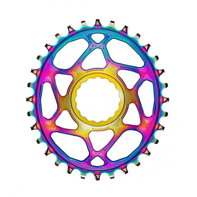AbsoluteBlack OVAL Boost DM, 34t, Rainbow Oil Slick, Cinch