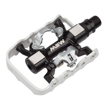 MSW CP-200 Pedals - Single Side Clipless with Platform , Aluminum , 9/16", Black/Silver
