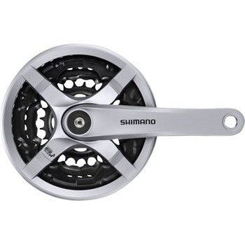 Shimano Tourney FC-TY501 Crankset - 170mm, 6/7/8-Speed, 42/34/24t, Riveted, Square Taper JIS Spindle Interface, Silver