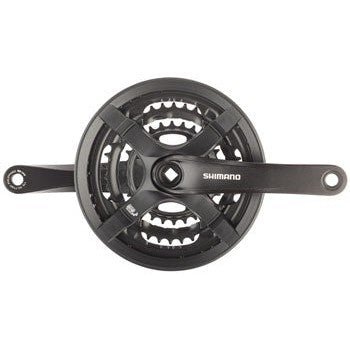 Shimano Tourney FC-TY501 Crankset - 170mm, 6/7/8-Speed, 42/34/24t, Riveted, Square Taper JIS Spindle Interface, Black