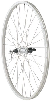 Quality Wheels Value Single Wall Series Rear Wheel - 700, QR x 135mm, Rim Brake, HG 10, Silver, Clincher, 36H