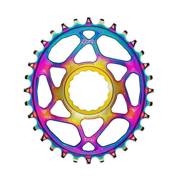 AbsoluteBlack OVAL Boost DM, 34t, Rainbow Oil Slick, Cinch