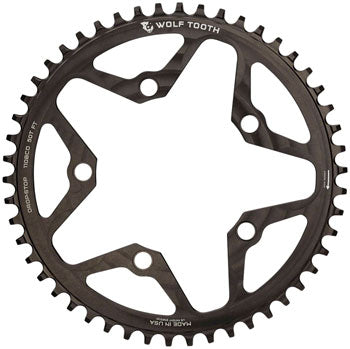 Wolf Tooth 110 BCD Cyclocross and Road Chainring - 50t, 110 BCD, 5-Bolt, Drop-Stop, 10/11/12-Speed Eagle and Flattop Compatible, Black