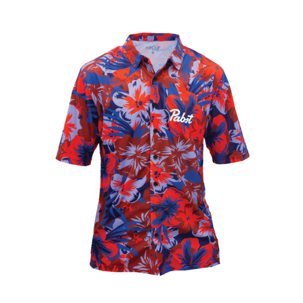 Hand Up Hawaiian Pabst Blue Ribbon Floral