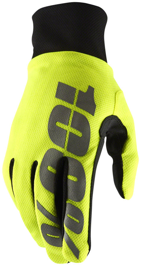 100% Hydromatic Gloves - Neon Yellow, Full Finger, Men's