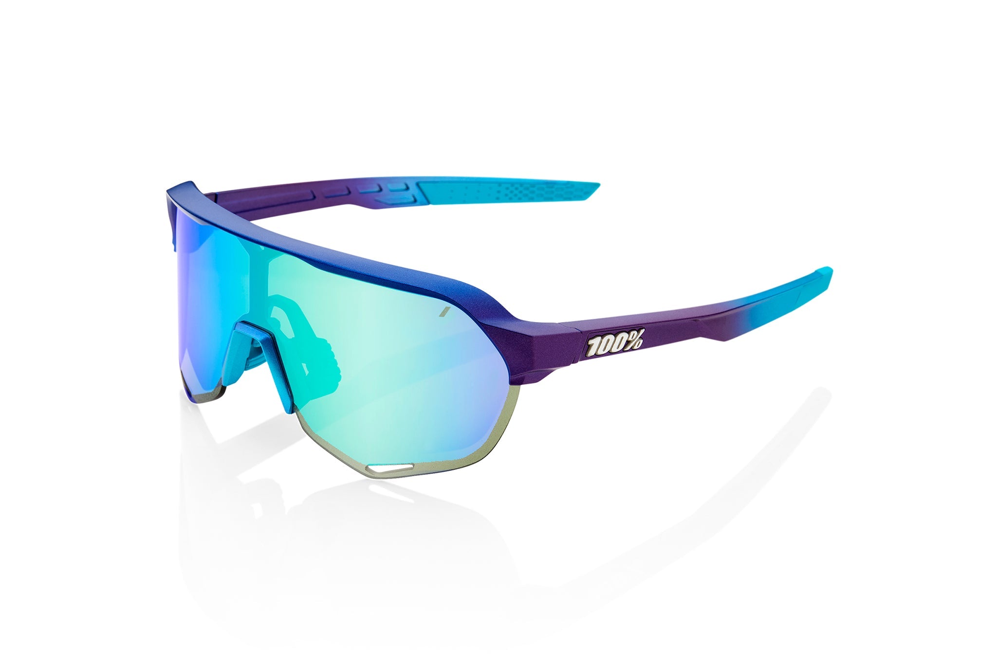 100% S2 Sunglasses - Matte Metallic Into the Fade - Blue Topaz Multilayer Mirror
